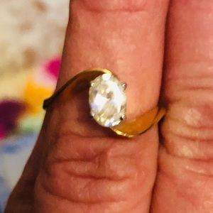 Ring, Gold CZ (Cubic Zirconia), size 7-1/2 or 2.75”